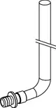 Vernickeltes Montagewinkel für Rohrverbindungen, mit 15 mm Durchmesser und gebogenem Ende, zur Verwendung mit TECEflex-Systemen.